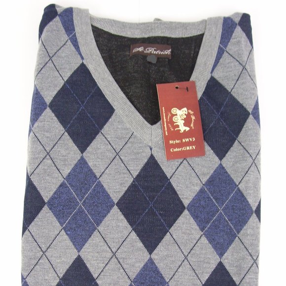 St Patrick Other - Men's V-Neck Gray Argyle Sweater Vest 3XL XXXL